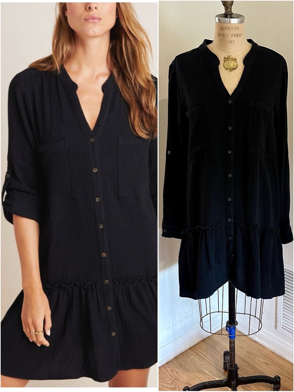 First Monday x Anthropologie Emma Utility Tunic Dress, Black, Large